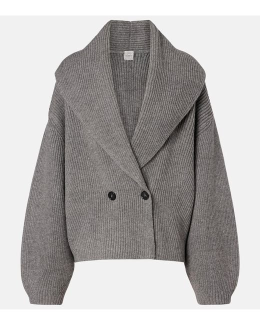 Totême Gray Wool-Blend Cardigan