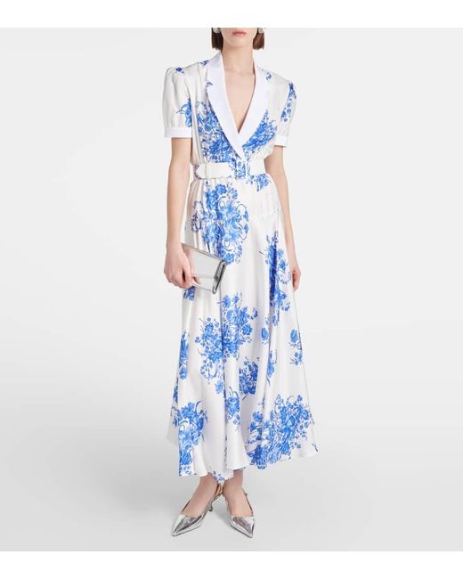 Rodarte Blue Floral Silk Midi Dress