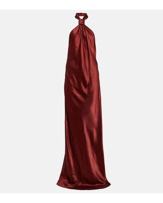 Ann Demeulemeester Red Halterneck Satin Gown