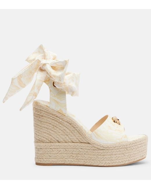 Versace Metallic 120 Leather Platform Espadrille Wedges