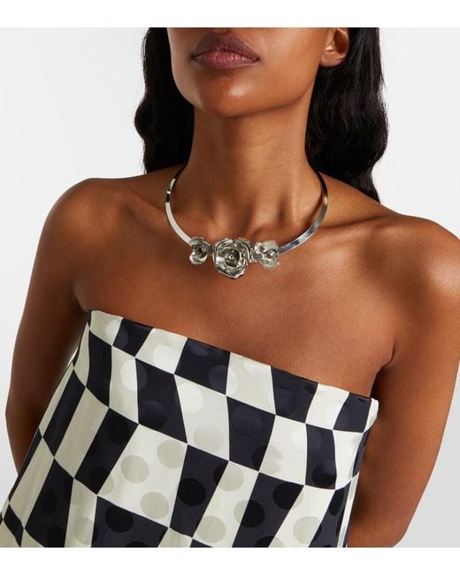 Jennifer Behr Metallic Rosalba Floral-Applique Necklace