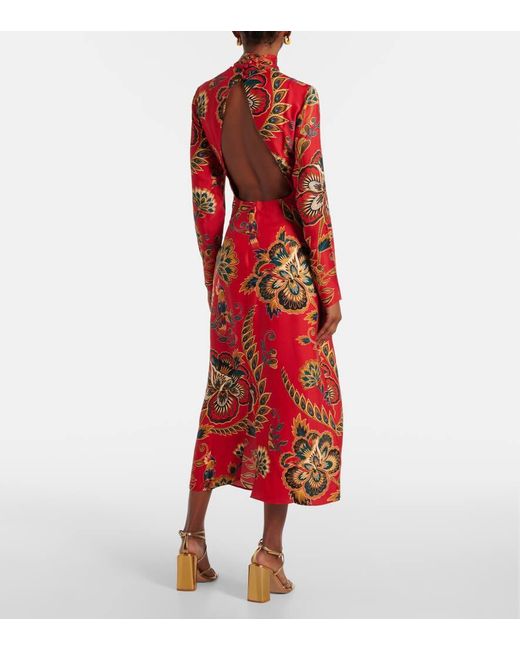 Robe Midi A Fleurs Farm Rio en coloris Red