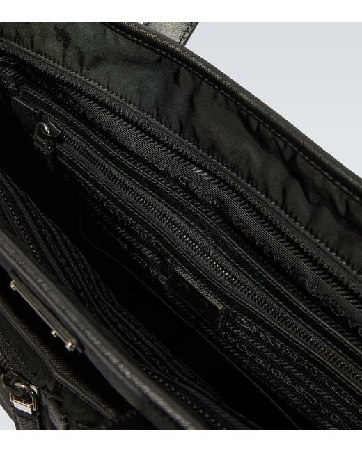 Prada Black Re-Nylon Saffiano Leather And Nylon Tote Bag for men