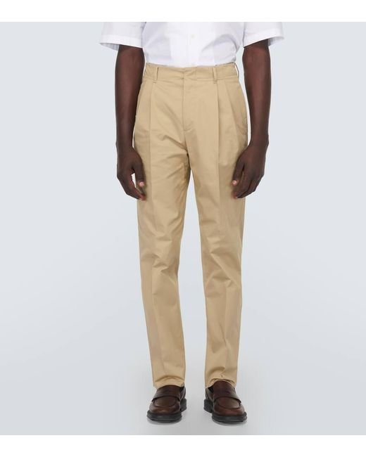 Lardini Natural High-rise Cotton Satin Straight Pants for men