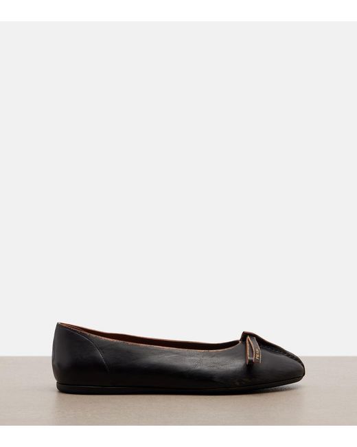 Prada Brown Leather Ballet Flats