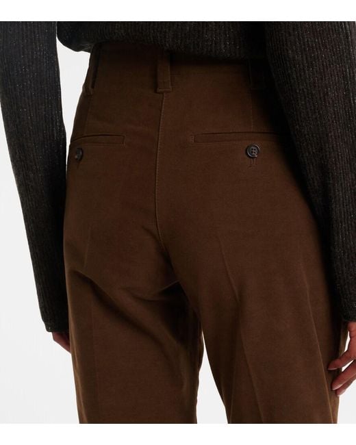Brunello Cucinelli Brown Cropped Cotton Flared Pants