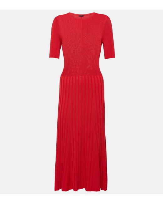 Joseph Red Ribbed-knit Maxi Dress