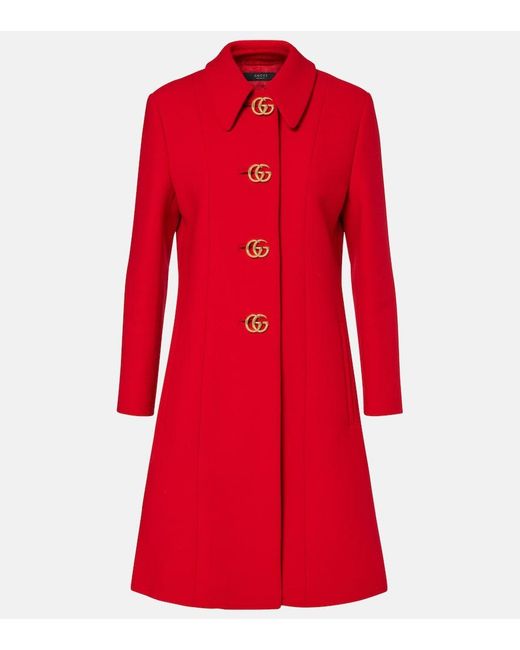 Gucci Red Double G Wool Coat