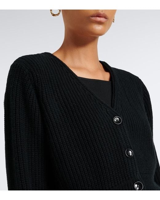 Jardin Des Orangers Black Peplum Wool And Cashmere Cardigan