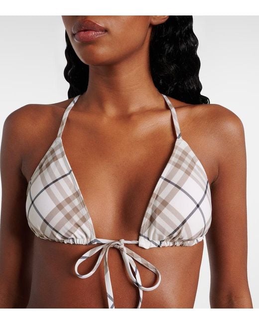 Burberry Natural Bikini-Oberteil Check