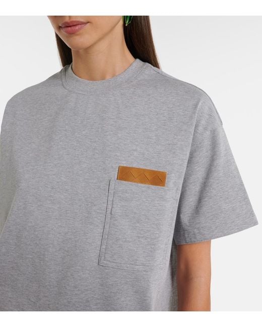 Bottega Veneta Gray Intrecciato Cotton-Blend Jersey T-Shirt