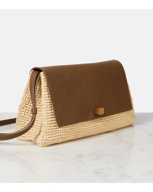 Khaite Brown Schultertasche Audrey Aus Raffiabast Und Leder