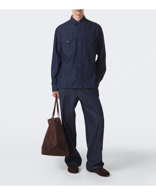 Jil Sander Brown Linea Maxi Suede Tote Bag for men