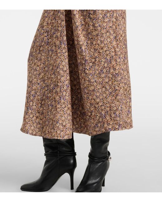 Isabel Marant Brown Lyndsay Floral Gathered Midi Dress