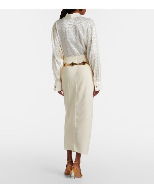 Roberto Cavalli Natural Pleated Midi Skirt