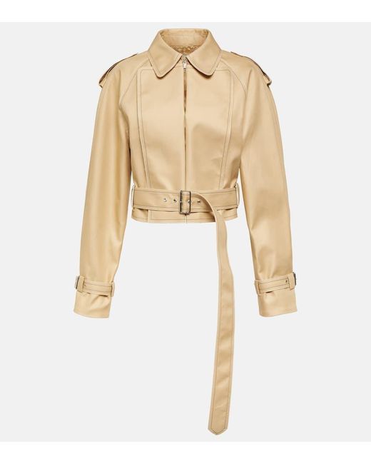 Victoria Beckham Natural Cropped Cotton Gabardine Jacket