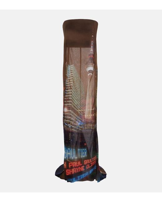 Jean Paul Gaultier Brown X Shayne Oliver Printed Tulle Gown