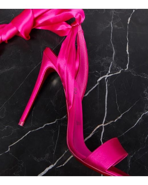 Christian Louboutin Pink Sandale Du Desert 100 Satin Sandals