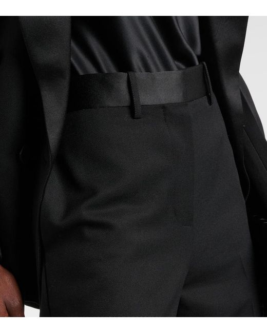 Pantalones Rectos En Mezcla De Lana Victoria Beckham de color Black