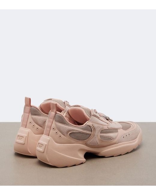 Roger Vivier Pink Viv' On The Run Embellished Sneakers