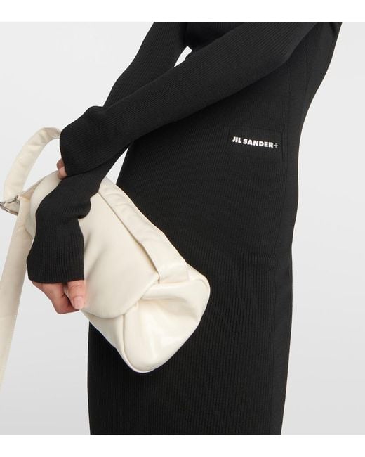 Jil Sander Black Wool-Blend Midi Dress