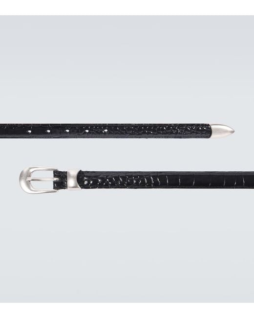 Our Legacy Black 20Mm Croc-Effect Patent Leather Belt for men