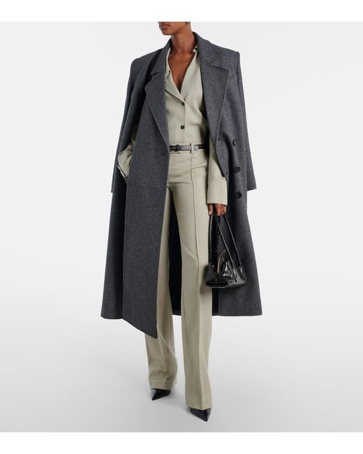 The Attico Natural Low-Rise Wool Straight Pants