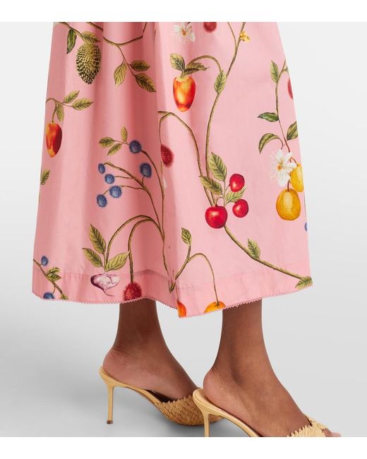 Agua Bendita Pink Otono Printed Cotton Midi Dress