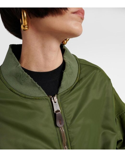 Balenciaga Green Off Shoulder Technical Bomber Jacket