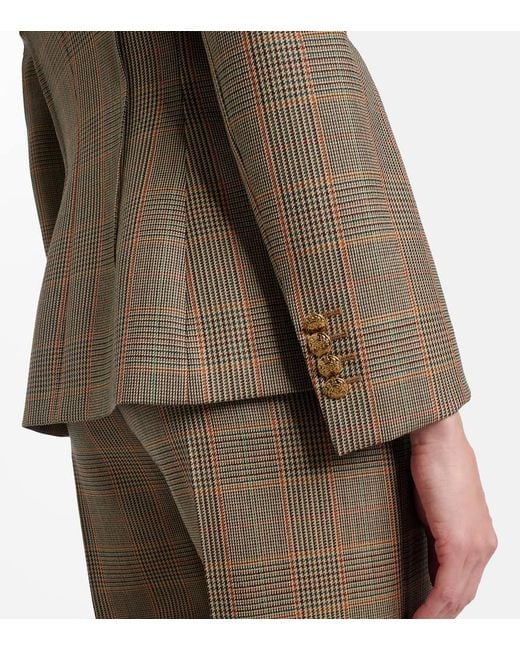 Alexander McQueen Brown Country Check Wool Blazer