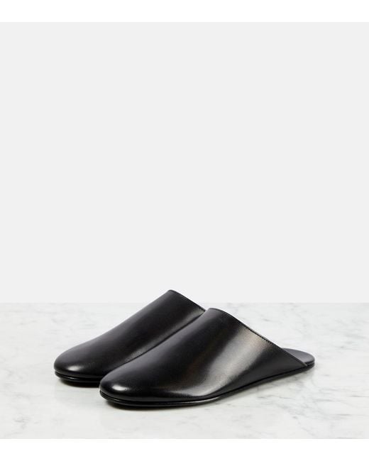 The Row Black Dante Leather Mules