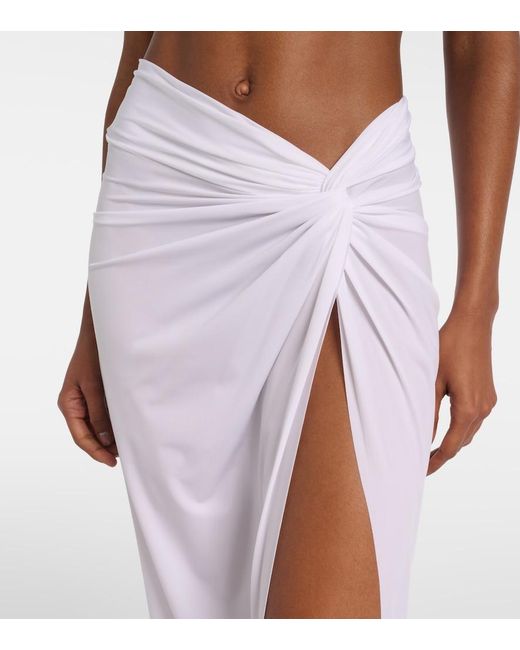 ViX White Karen Draped Midi Skirt