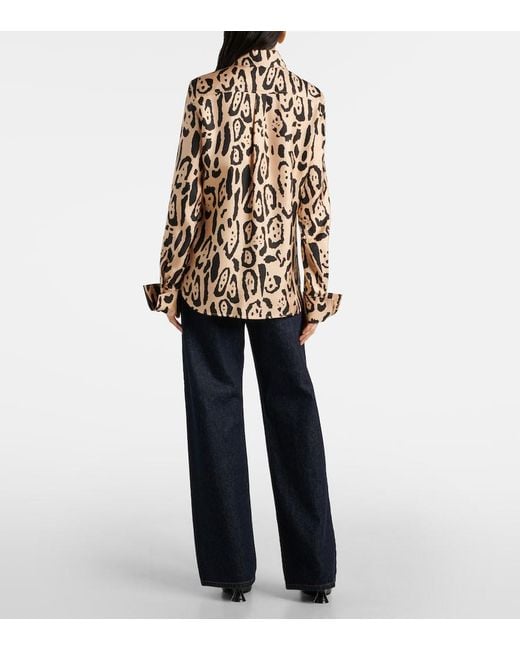 Sportmax Brown Armony Leopard-Print Silk Top