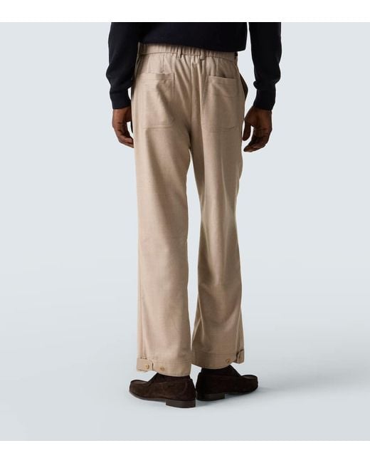 Brioni Natural Wool Straight Pants for men