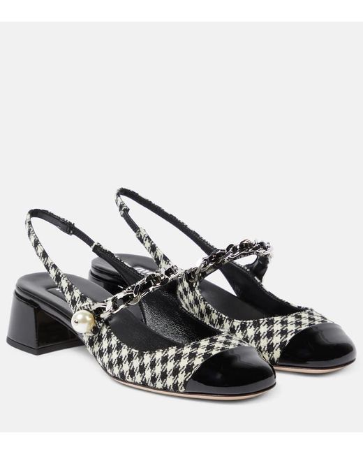 Miu Miu Black Gingham Slingback Pumps
