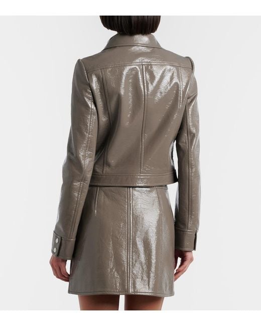 Courreges Gray Logo Vinyl Cropped Jacket