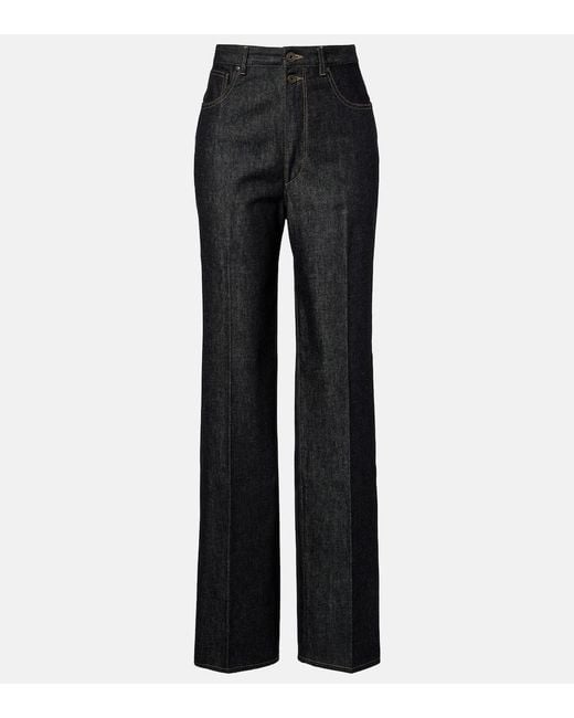 Lemaire Black High-Rise Straight Jeans