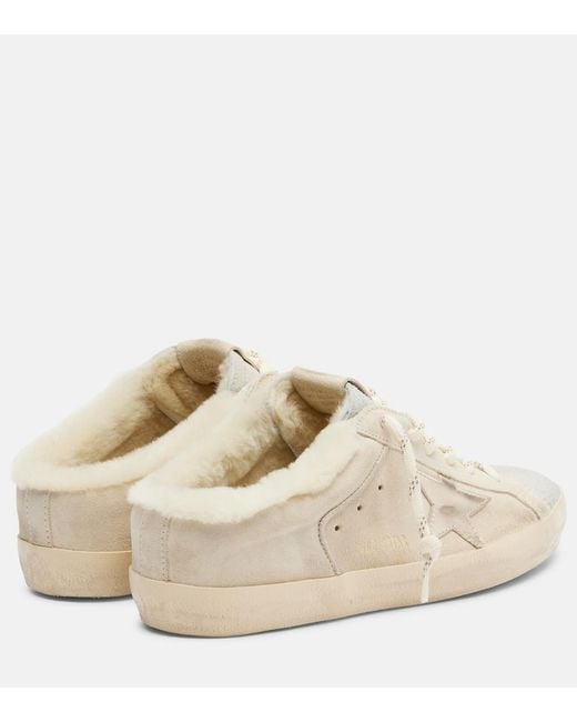 Golden Goose Deluxe Brand White Super-Star Shearling-Lined Suede Sneakers