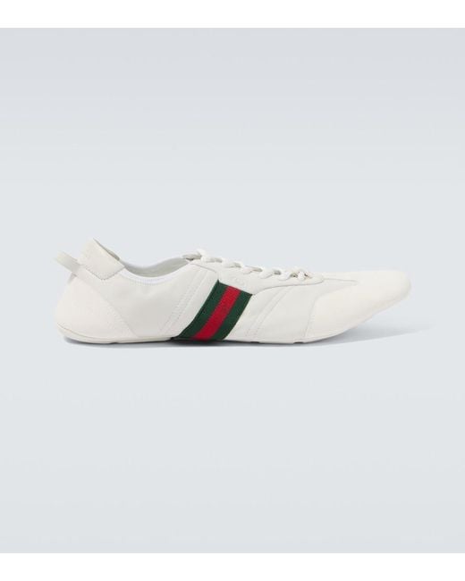 Gucci Metallic Flex Leather And Suede Sneakers for men