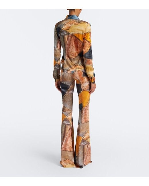 Roberto Cavalli Brown Trompe L'Oil Flared Pants
