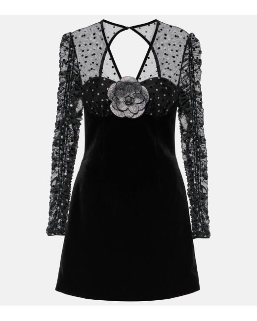 Rebecca Vallance Black Whitney Embellished Minidress
