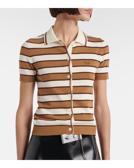 Prada Brown Striped Cotton Top