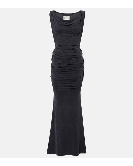 Vivienne Westwood Blue Liz Draped Jersey Maxi Dress