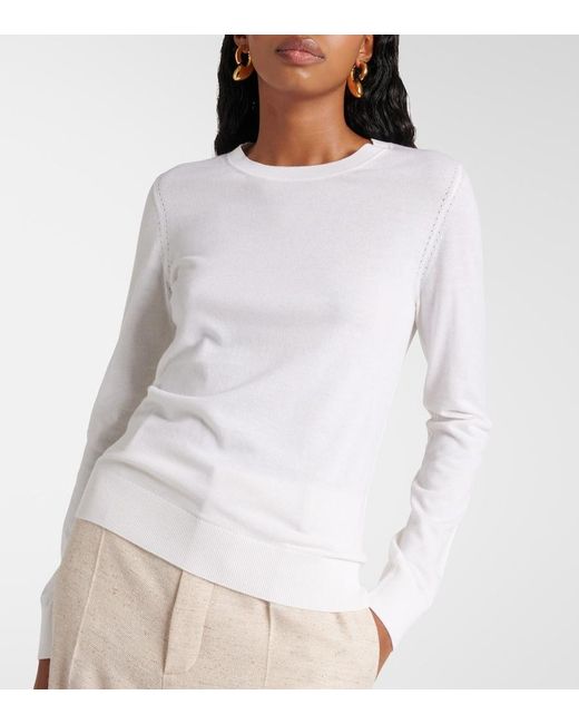 Loro Piana White Piuma Cashmere Sweater