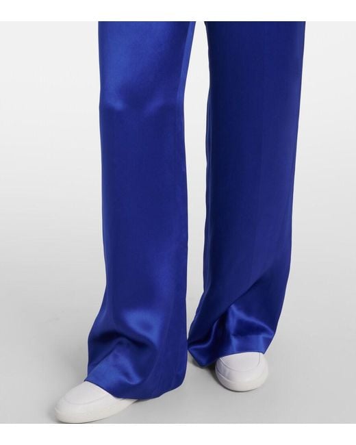 Gabriela Hearst Blue Norman Silk Tweed Wide-Leg Pants