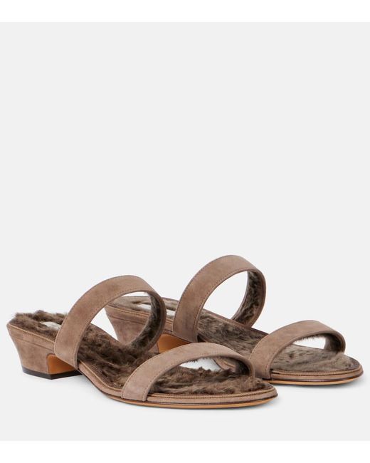 The Row Brown Sandalen Awar Aus Veloursleder
