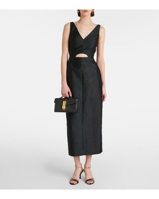 Emilia Wickstead Black Illyse Floral Midi Dress