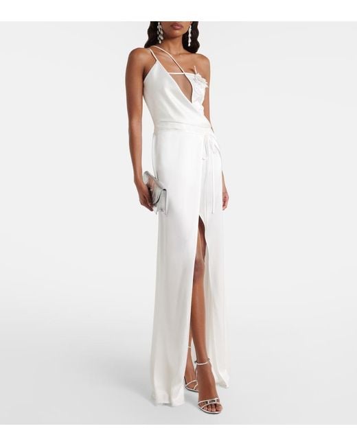 David Koma White Floral-Applique Gown