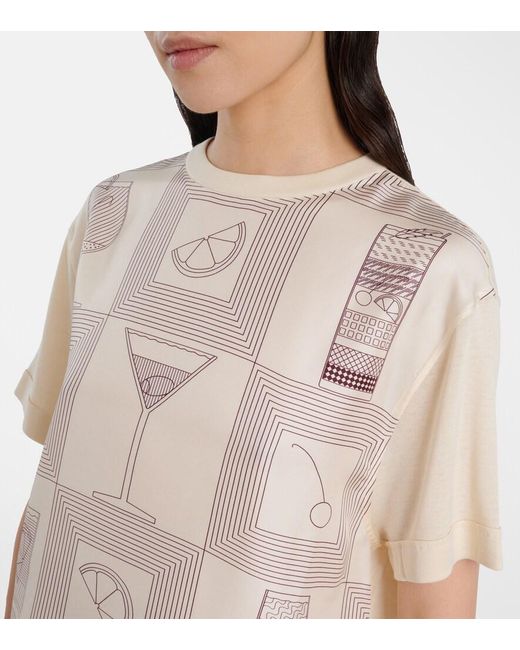 Loro Piana White Mazzorbo Printed Silk Jersey T-Shirt