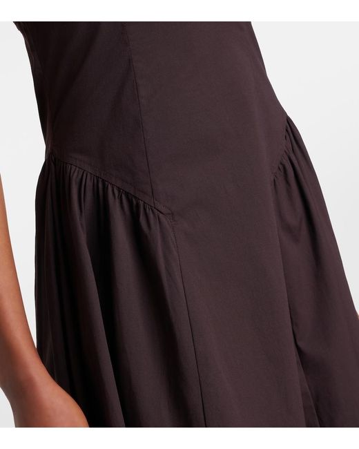 Staud Brown Gwen Cotton Poplin Midi Dress
